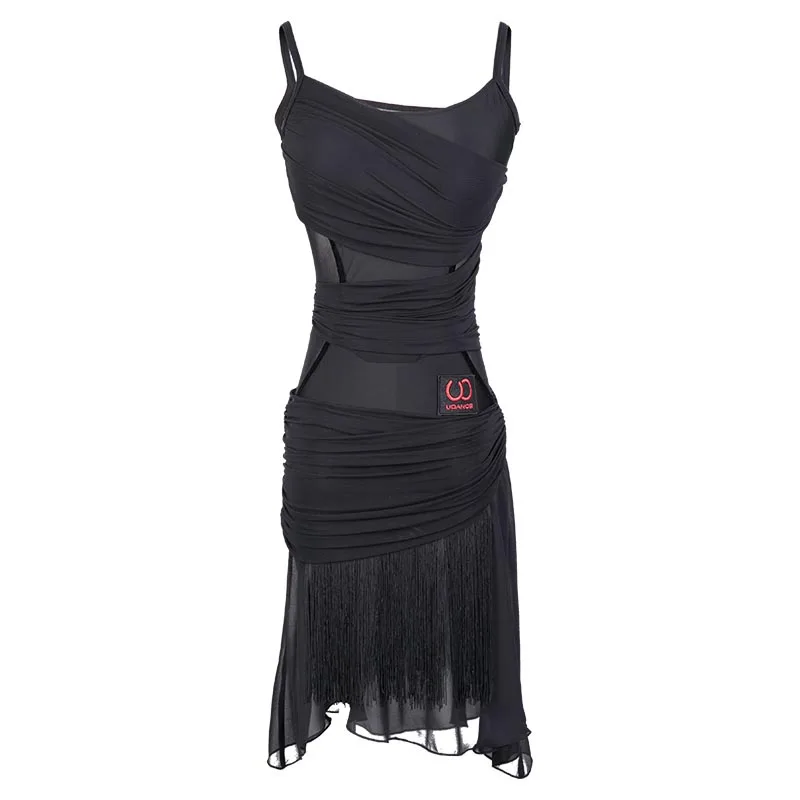 Новое платье для латинских танцев черное платье с бахромой платье для латиноамериканских танцев/ча/Румба/Самба одежда для выступлений латинское платье для тренировок DQS1572 - Цвет: black