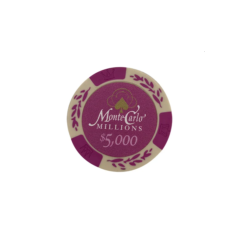 K8356 25 шт./лот доллар пшеничной пленки глиняные чипы монеты Baccarat Texas Hold'em Цвет Корона глина покерные игровые чипы Pokerstars 14 г - Цвет: 5000 yuan face value