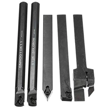 

5Pcs 10mm Lathe Turning Tool Holder Boring Bar Lathe Cutting Tool Set Lathe Cutter Set Turning Tool Set