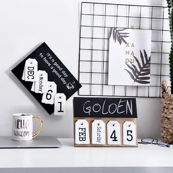 

Nordic Minimalist Creative Wooden Calendar Ornaments Photography Props Durable Calendar Figurines Furnishings Articles Gift