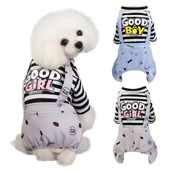 

Pet Clothes Doggy Striped Good Girl Pattern Jumpsuits Spring Autumn Soft Cotton Coat Pet Romper Small Dog Cat York Chihuahua