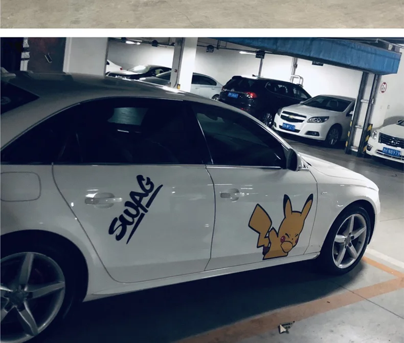 Новые стильные автомобильные наклейки Pikachu doraemon наклейки крышка для двери автомобиля царапины аниме милые Мультяшные наклейки на Автомобильный кузов