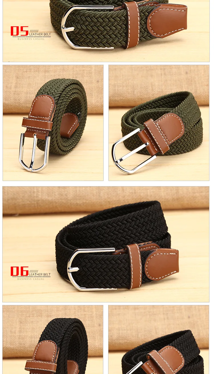 New elastic belt knitted canvas belt decoration belt female pin buckle canvas strap women and man