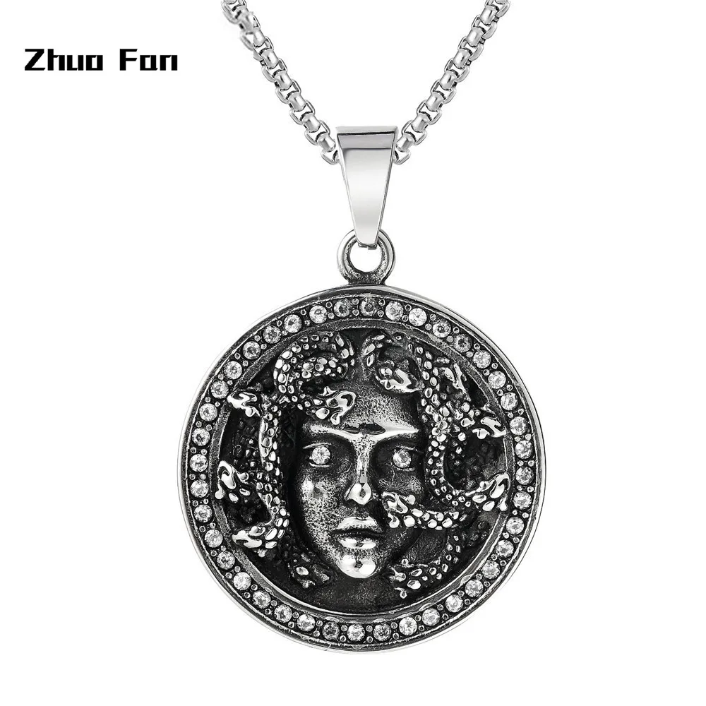 Original design Personality New Greek Mythical Snake Head Medusa Titanium Steel Pendant Necklace | Украшения и аксессуары