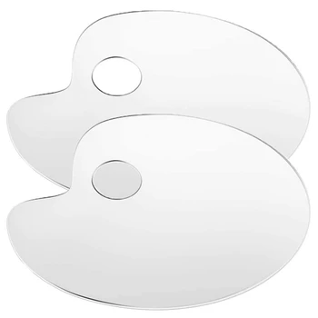 

2Pcs Acrylic Artist Paint Palette 11.8 x 7.9 Inch Clear Oval Paint Palette Easy Clean Art Paint Pallet