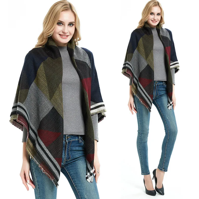 

European American tibia geometric square towel imitation cashmere square shawl colored geometric square ultra-soft shawl scarf