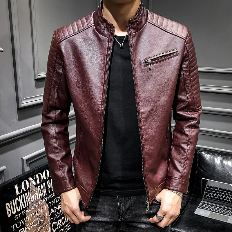 Модный бренд High Street искусственная кожа для мужчик куртка Байкер Slim Fit замшевые куртки для мужчин Твердые молнии ПУ Топы пальто DS50869