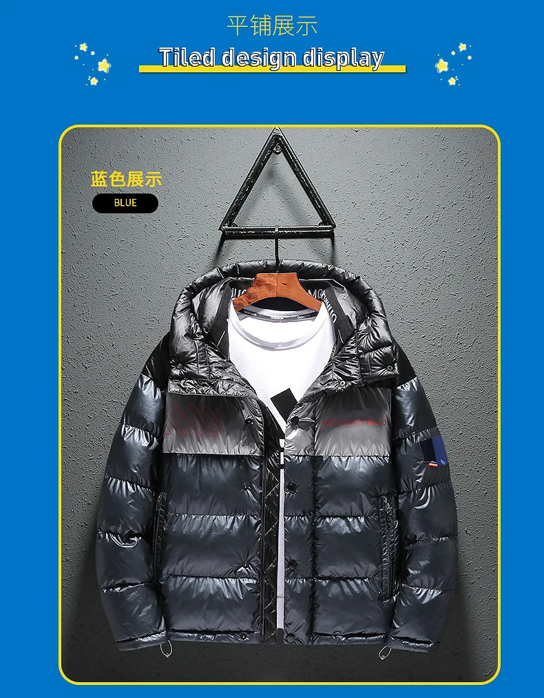 Fashion children cotton down coat Glossy warm boys outerwear letter print hooded parka modis kids winter cotton jackets Y2362