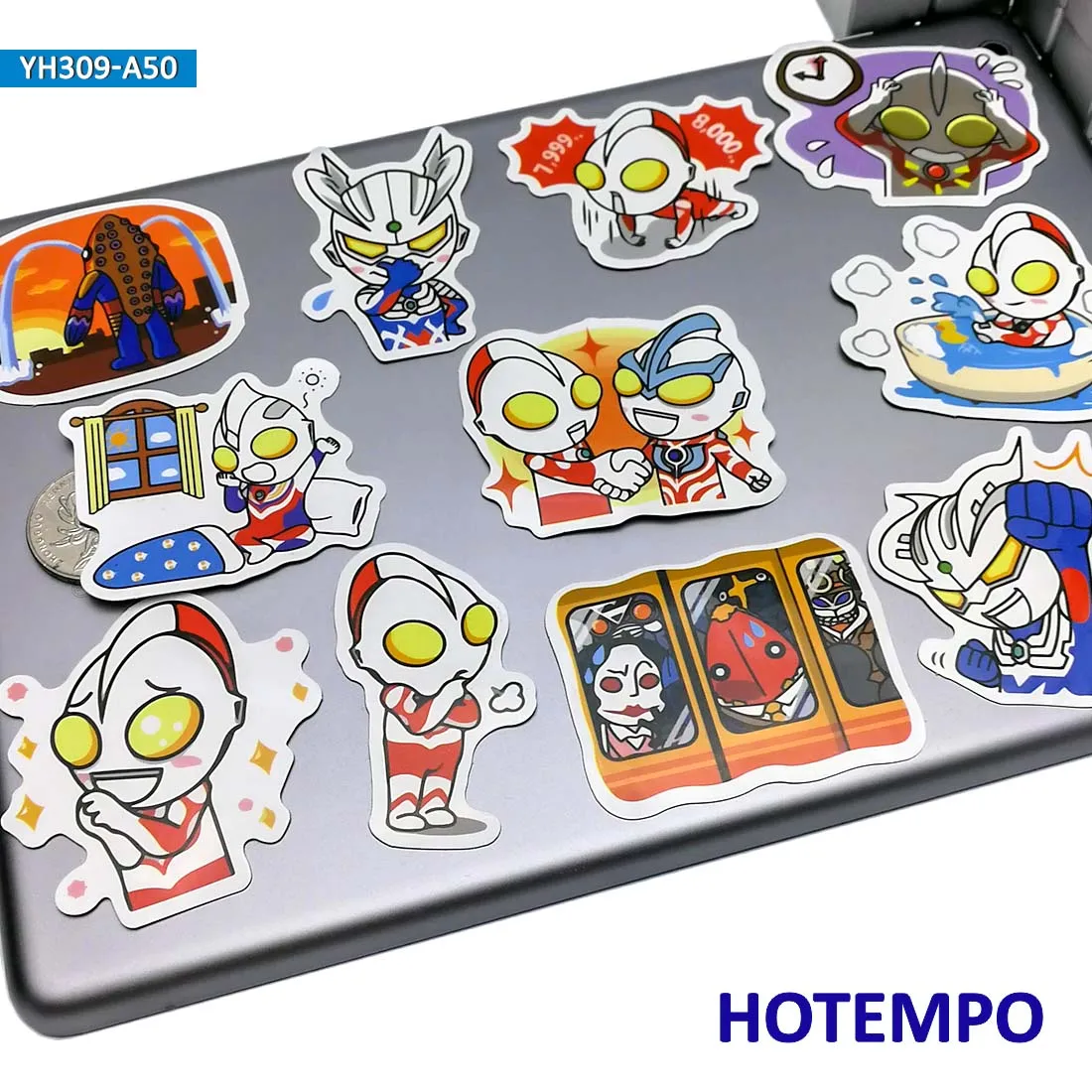 50 шт. «Ультрамен», «попадает в Monster kawaii аниме наклейки для детей подарок мобильный телефон ноутбук чехол скейтборд футболка с декором в виде