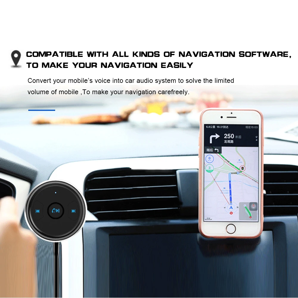 Elistooop Bluetooth-compatible Car Kit Handsfree Calling AUX 3.5MM Music Audio Player Adapter Receiver Accessory | Автомобили и