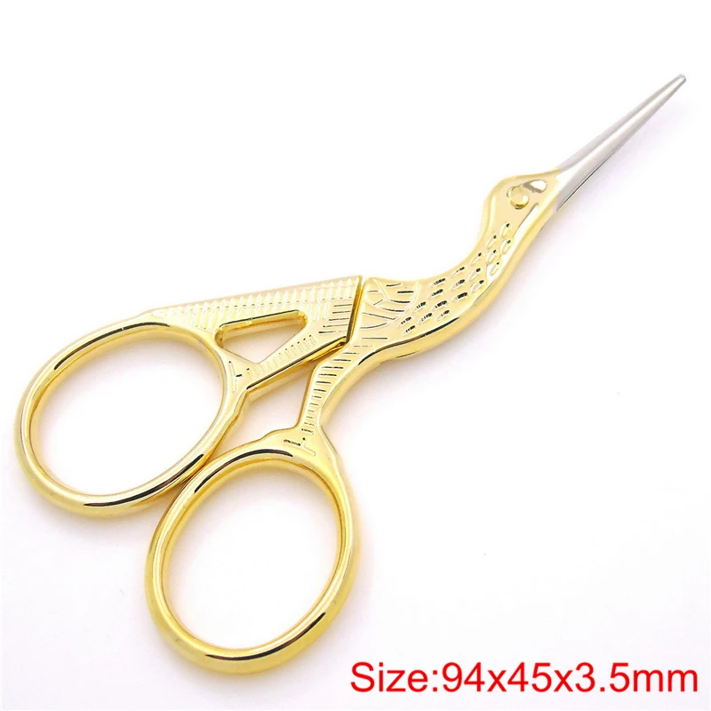 02-9.4cm Gold Винтажные ножницы из нержавеющей стали для шитья, резак для ткани, ножницы для вышивания, портновские ножницы, нитевые инструменты для ножниц для шитья - Цвет: 02-9.4cm Gold