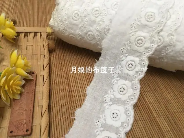 5 Meters Pure White Cotton Lace Embroidered Ribbon Net Trim Fabric Handmade DIY Craft Sewing Decoration 5cm Free Shipping | Дом и сад