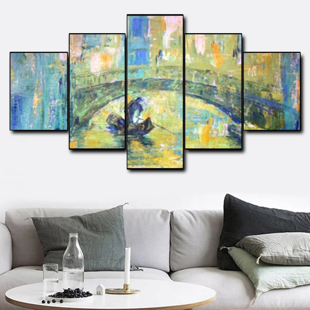 Canvas Art Oil Painting Water town Stone arch bridge Boat Art Poster Picture Wall Decor Modern Home Decoration For Living room Canvas Art Oil Painting Water town Stone arch bridge Boat Art Poster Picture Wall Decor Modern Home Decoration For Living room