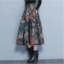 Уличная одежда размера плюс с высокой талией, винтажные юбки, новинка, осенне-зимняя одежда, элегантная одежда для офиса, бандажные шерстяные юбки с принтом, FW110