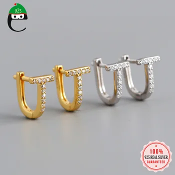

Trustdavis Authentic 925 Sterling Silver Minimalist Fashion Geometric Letter Hoop Earring For Women 925 Silver Jewelry DA845
