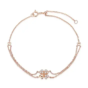 

Double-layer Lucky Four-leaf Clover Bracelet Bracelet S925 Sterling Silver Net Red Ins Accessories Fashion Temperament Bracelet