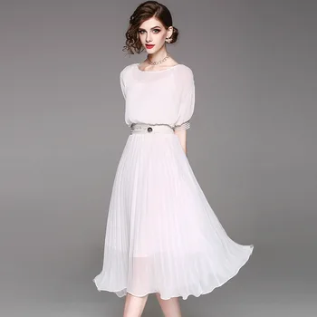 

BGW 31829ht Scoop Neck A Line Chiffon White Cocktail Dresses Short Sleeves With Sashes Vestido Cocktail Plus Size 2020