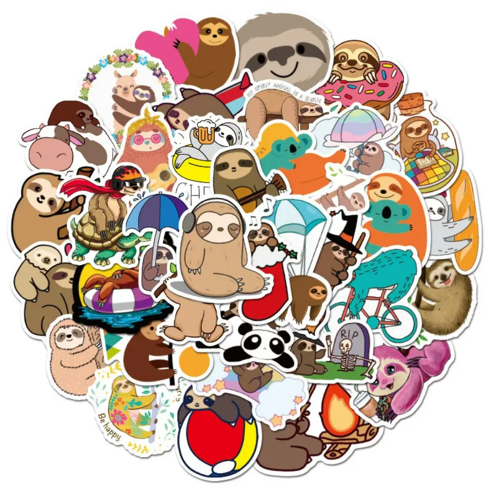

50pcs Cute Sloth Cartoon Animal Graffiti Scrapbook Stickers for Bike Laptop Motorcycle Helmet Car DIY Waterproof Sticker