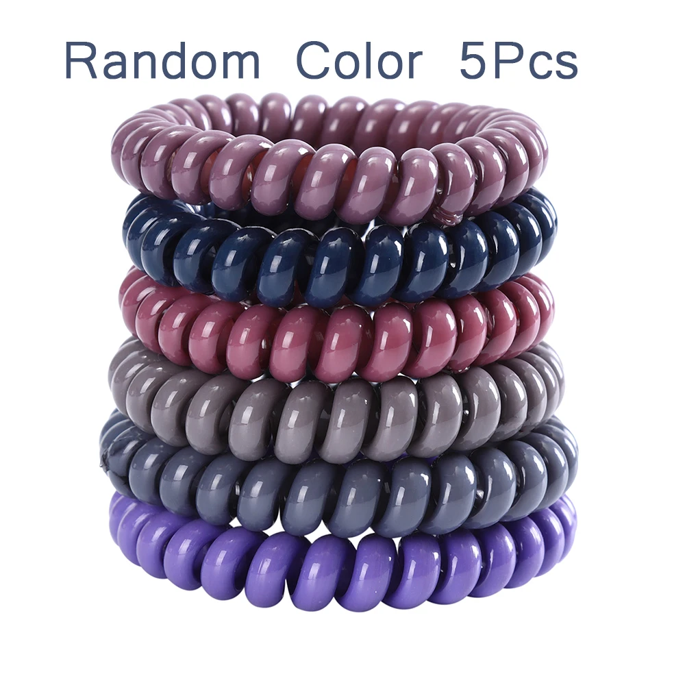 5/10PCS Frosted Colored Telephone Wire Elastic Hair Bands For Girls Headwear Ponytail Holder Rubber Bands Women Hair Accessories cute headbands for women Hair Accessories