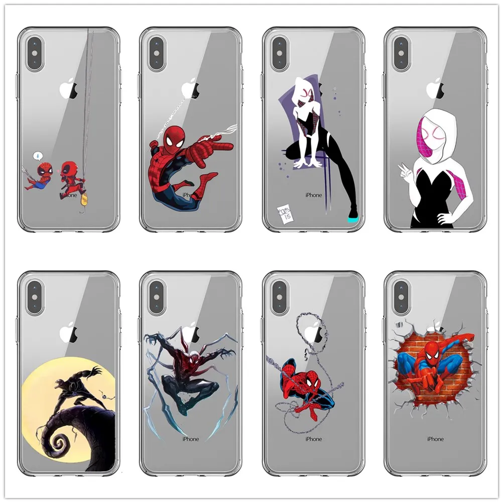 Забавный мягкий чехол для телефона Marvel Spider Man Spider-Gwen iPhone 5 S SE X 6S 6 7 8 Plus XS Max XR Coque |