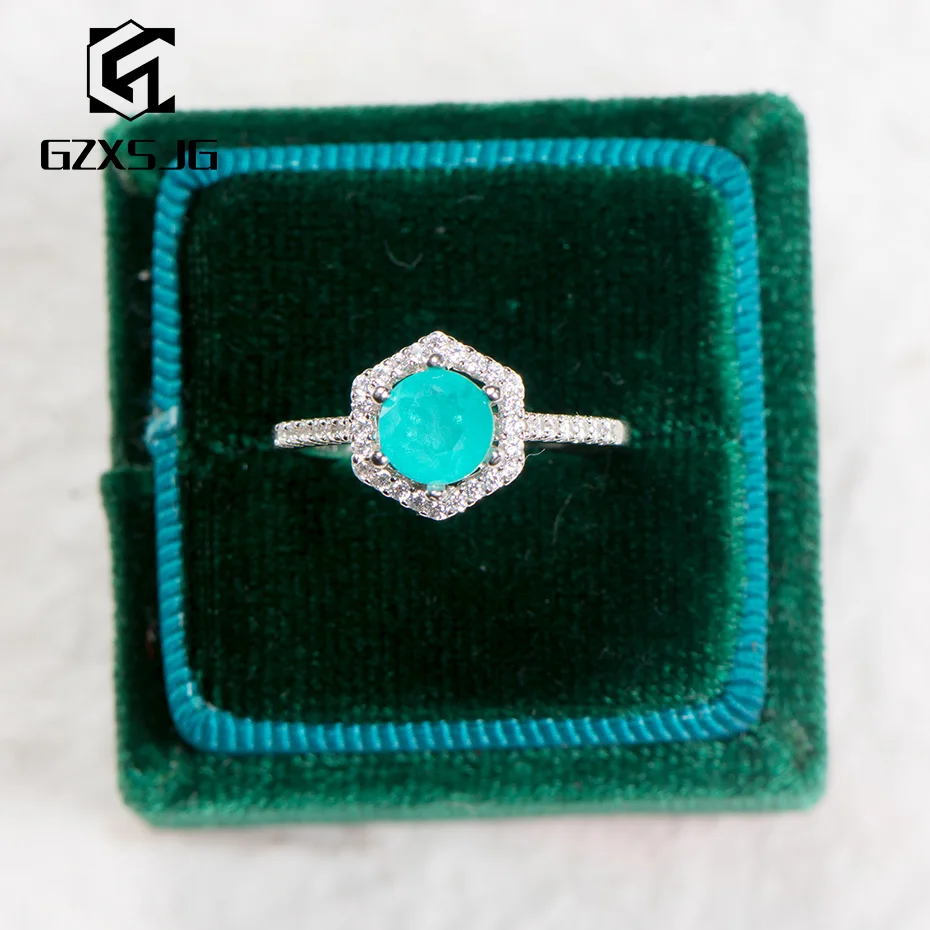 GZXSJG Paraiba Tourmaline Gemstone Ring for Women Solid 925 Sterling Silver Japanese stone Ring for wedding brides gift Size 10 GZXSJG Paraiba Tourmaline Gemstone Ring for Women Solid 925 Sterling Silver Japanese stone Ring for wedding brides gift Size 10