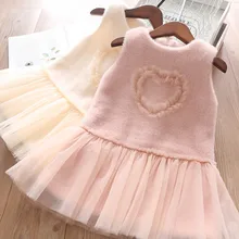 Осенне-зимнее платье без рукавов для девочек; детская одежда;