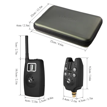 Lixada Wireless Fishing Bite Alarms Set Digital Fishing Alarm Kit LED Alarm Indicator Alert Bell Receiver Fishing Tackle w/Box 3