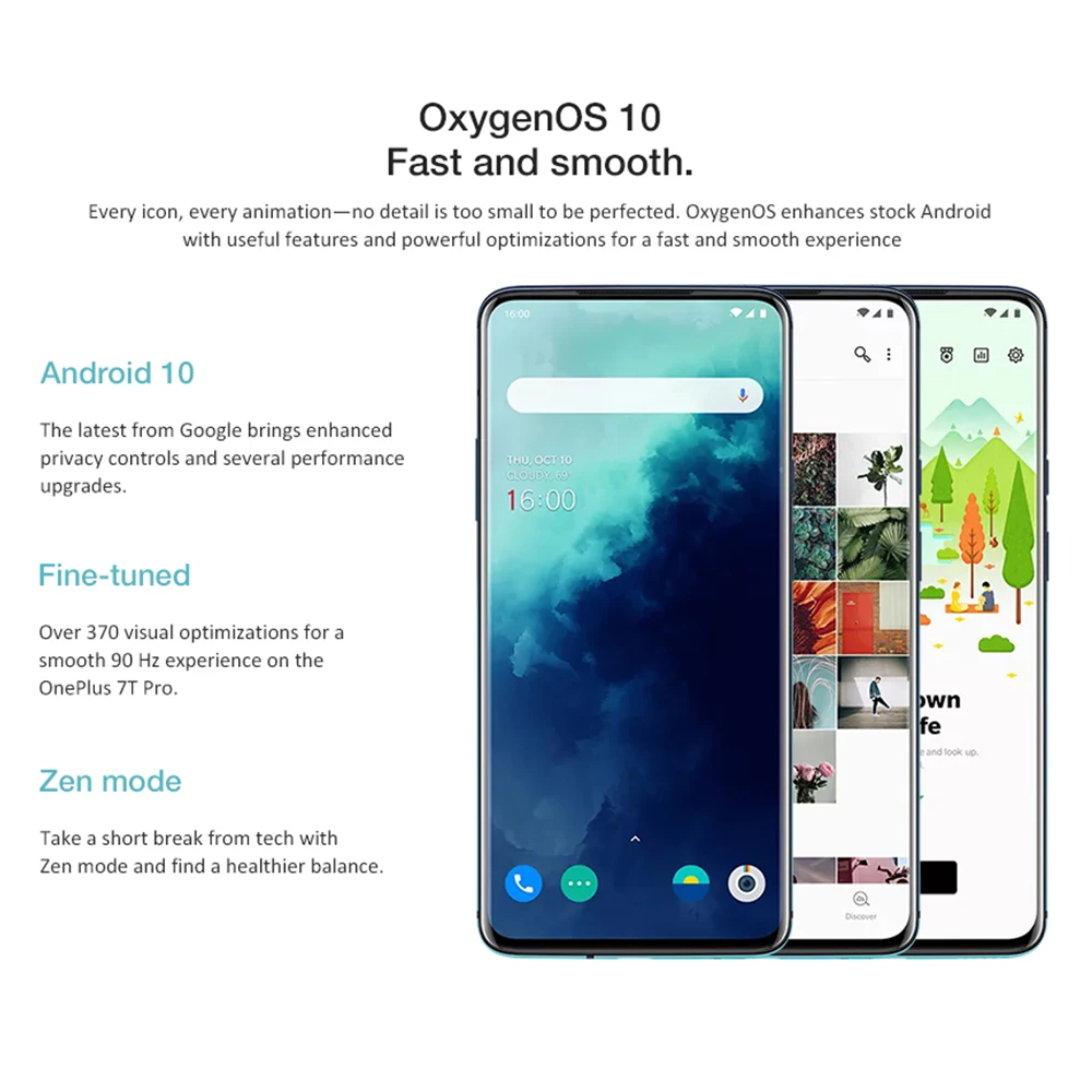 OnePlus 7T Pro 4G Mobile Phone 6.67' Snapdragon 855 Plus Octa Core Ninghtscape 3120x1440 IPS 8GB RAM 256GB ROM 48MP Cellphones