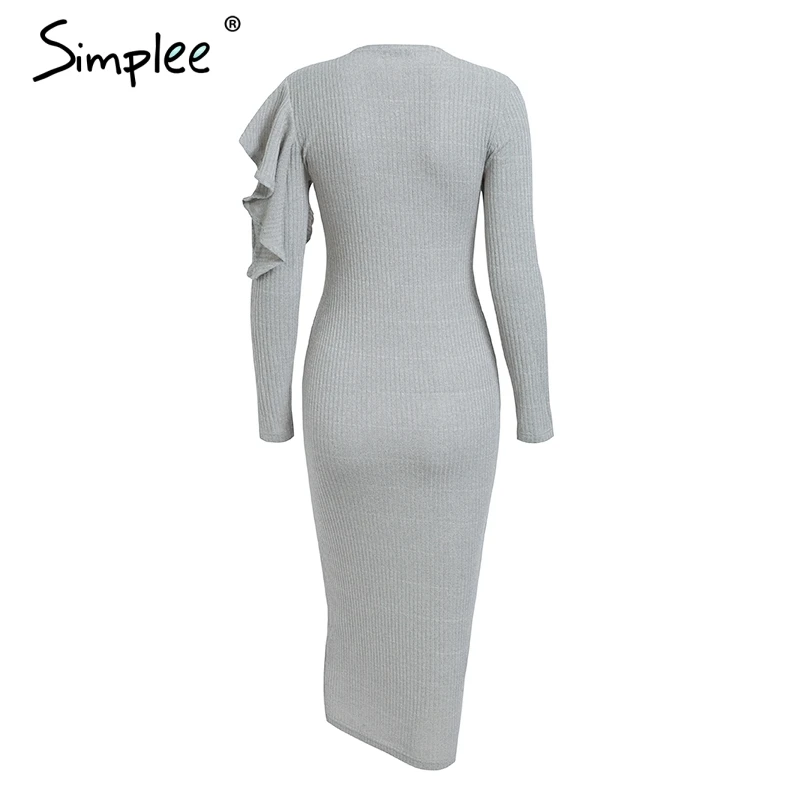 Женское зимнее длинное платье свитер Simplee сексуальное облегающее вязаное стрейч