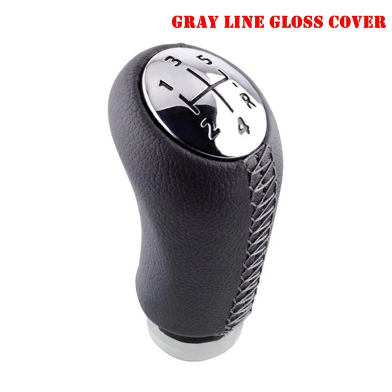 GRAY LINE GLOSS CAP 5 скоростей кожа MT ручка переключения рулевого механизма автомобиля палка для Renault Megane II MK2 Scenic 2 Clio 3 III MK3 головной шар черный серый бежевый - Название цвета: GRAY LINE GLOSS CAP