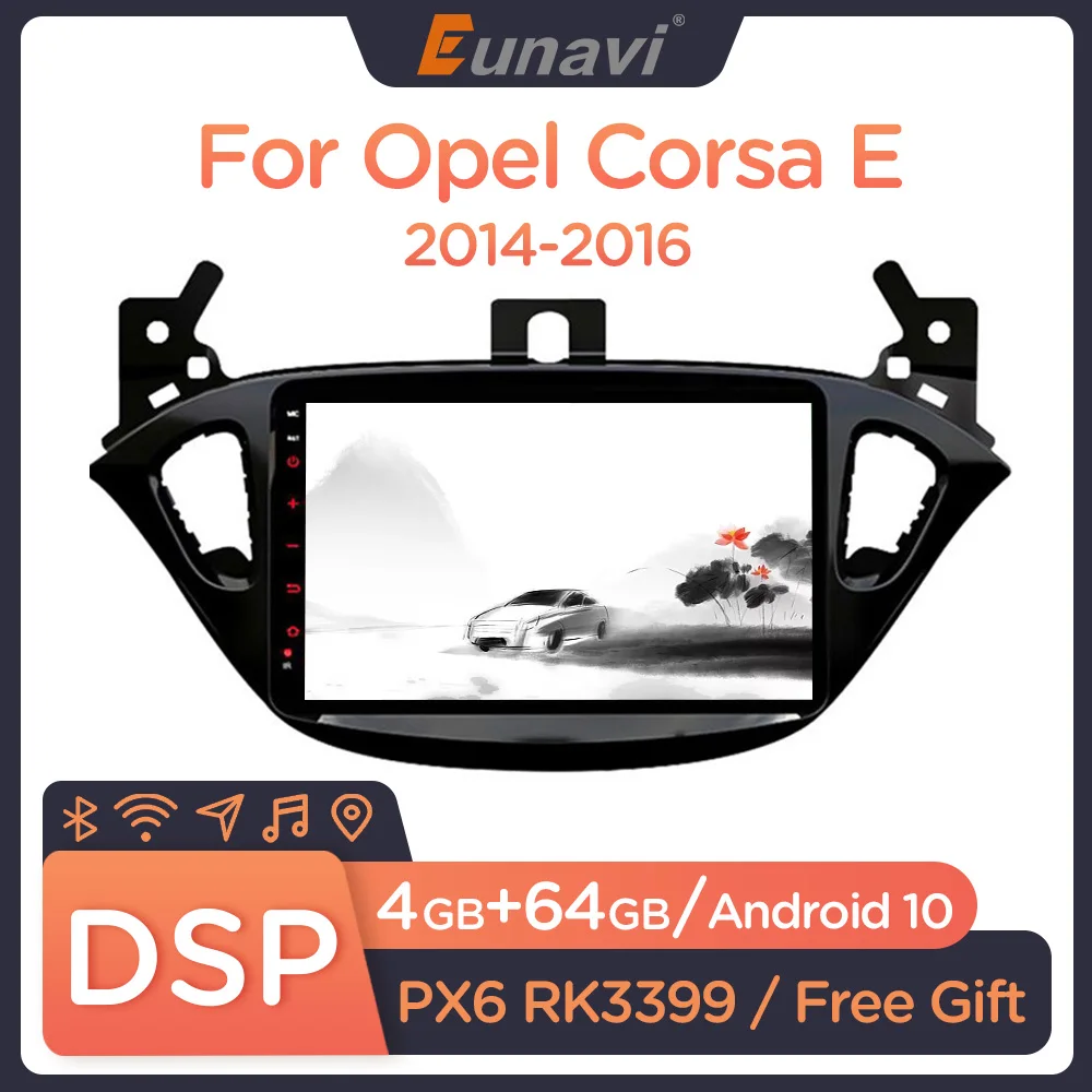 Eunavi 2 Din Android10 Car Radio Audio Multimedia stereo For Opel Corsa E 2014 2015 2016 GPS Navigation Auto Stereo 4G 64GB WIFI