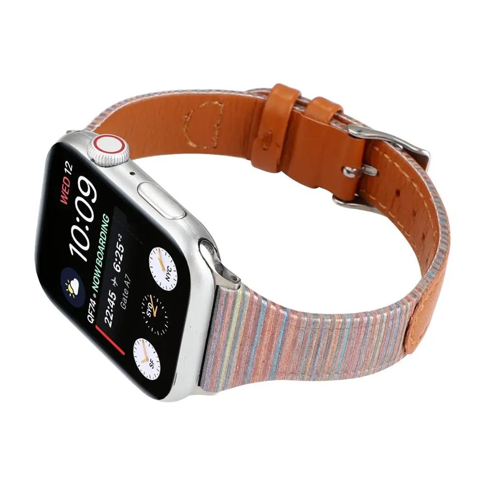 Ремешок для Apple Watch Series 5/4/3/2/1 38 мм 42 40 44 кожаный Воздухопроницаемый браслет
