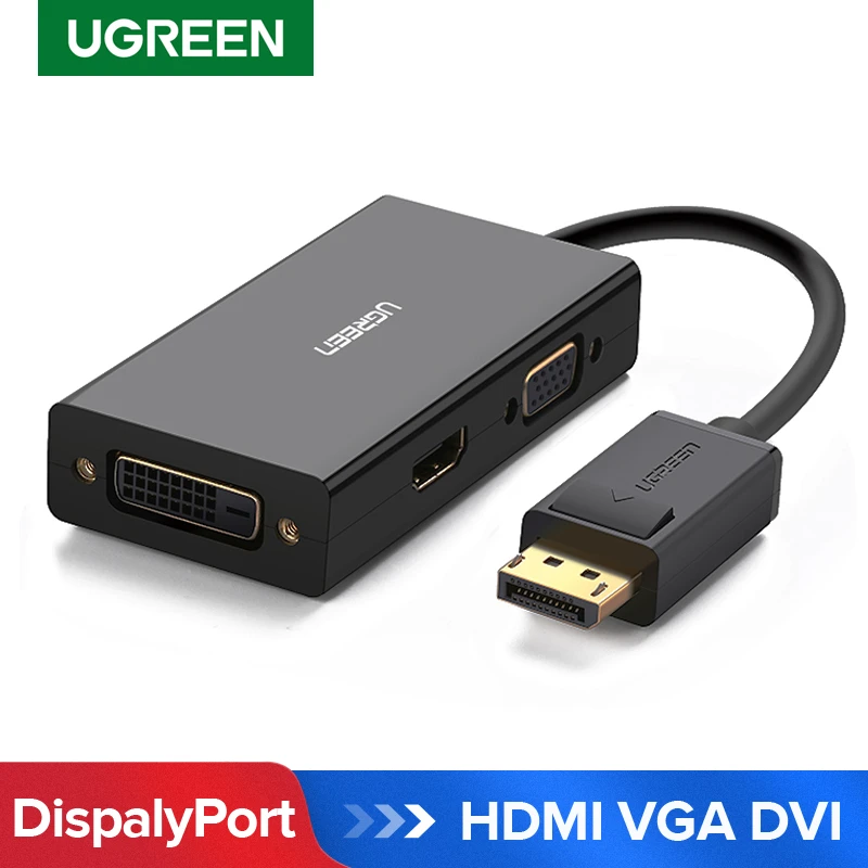Ugreen adaptador DP a VGA DVI, convertidor de Cable de puerto de macho a hembra, 4K, 3 en 1, para proyector de ordenador portátil HP PC| | - AliExpress