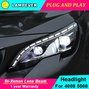 

Car headlight for Peugeot 4008 5008 2017-2018 Headlights LED DRL Double Lens Bi Xenon Hid High Low Beam Dynamic turn signal