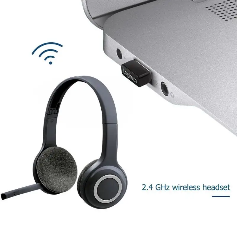 Logitech H600 2 4GHz Wireless Gaming Headset Portable Over The Head Gaming Stereo Headphones Fordable Earphones with Microphone