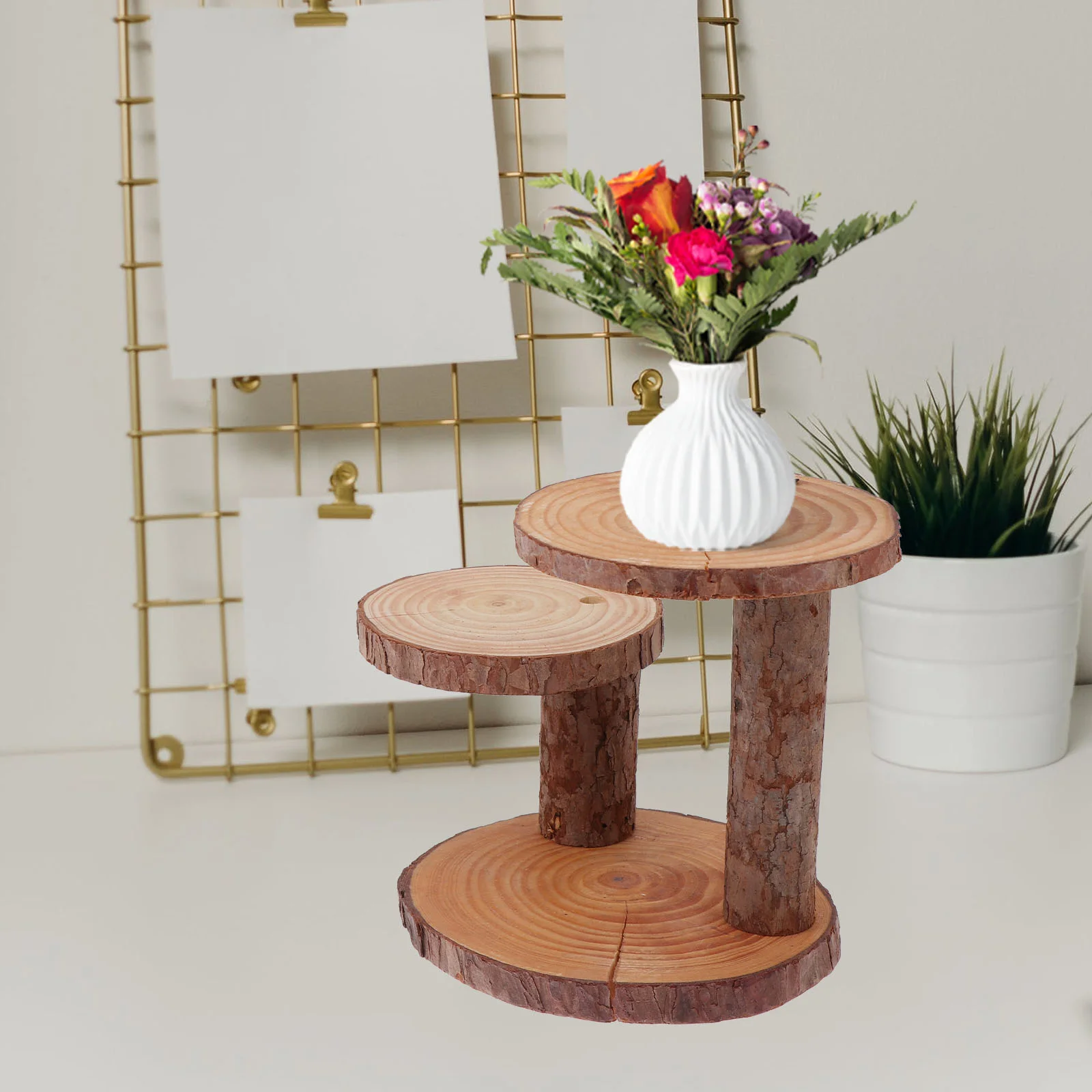 Wooden Pot Flower Holder Rack Shelf Riser Cake Planter Potted Storage Round Tray Balcony Tier Stands plant stand,wooden flower shelf