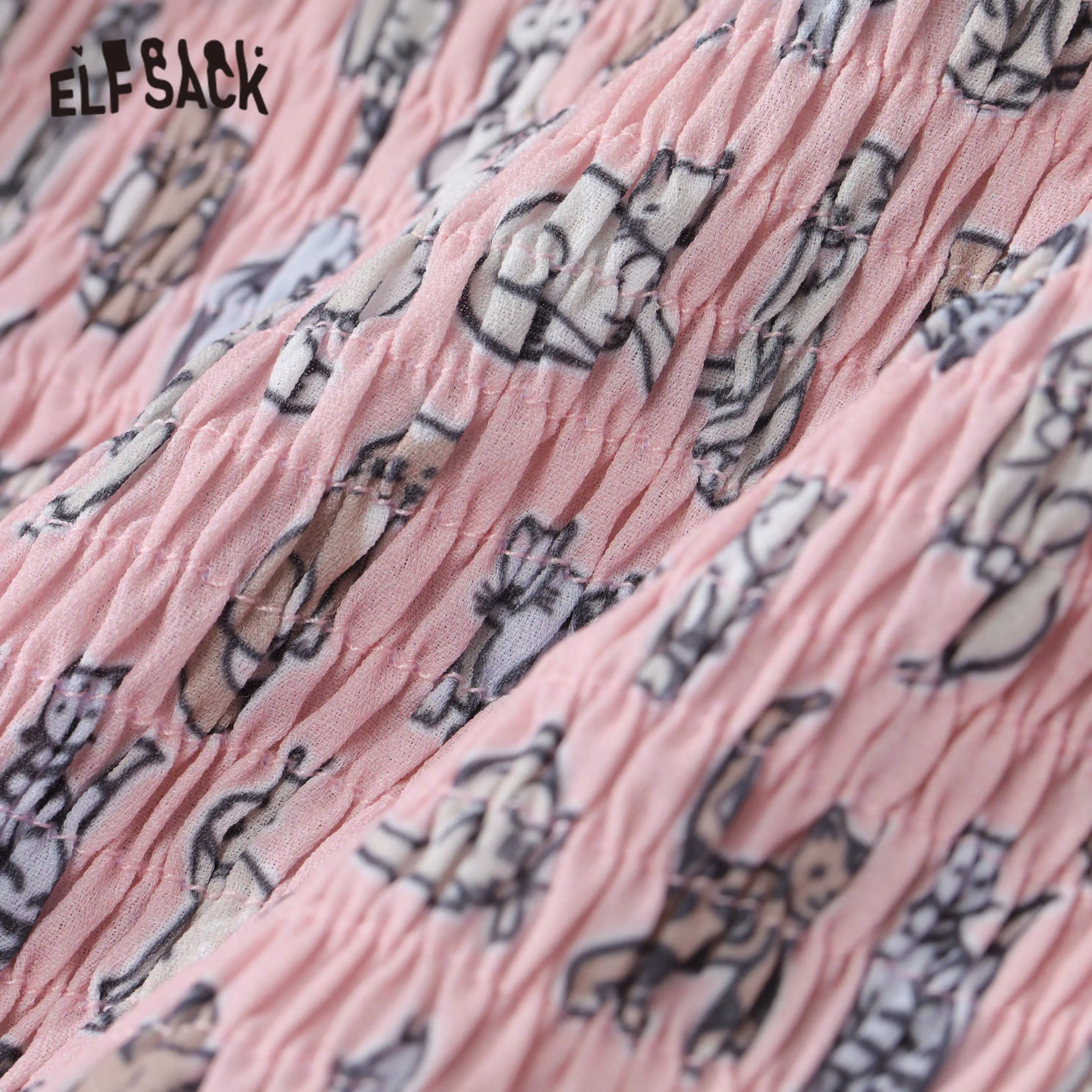 Женское шифоновое платье ELFSACK розовое Повседневное с забавным графическим