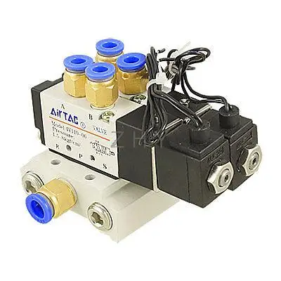 

4V110-06 DC 24V 2 Position 5 Way 2 Solenoid Valve Connected Base Muffler