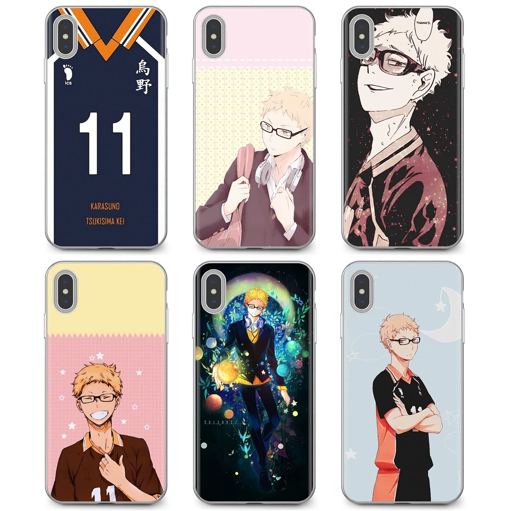 For Samsung Galaxy A10 A30 A40 A50 A60 A70 S6 Active Note 10 Plus Edge M30 tsukishima kei Haikyuu anime series Art Soft Bag Case | Мобильные