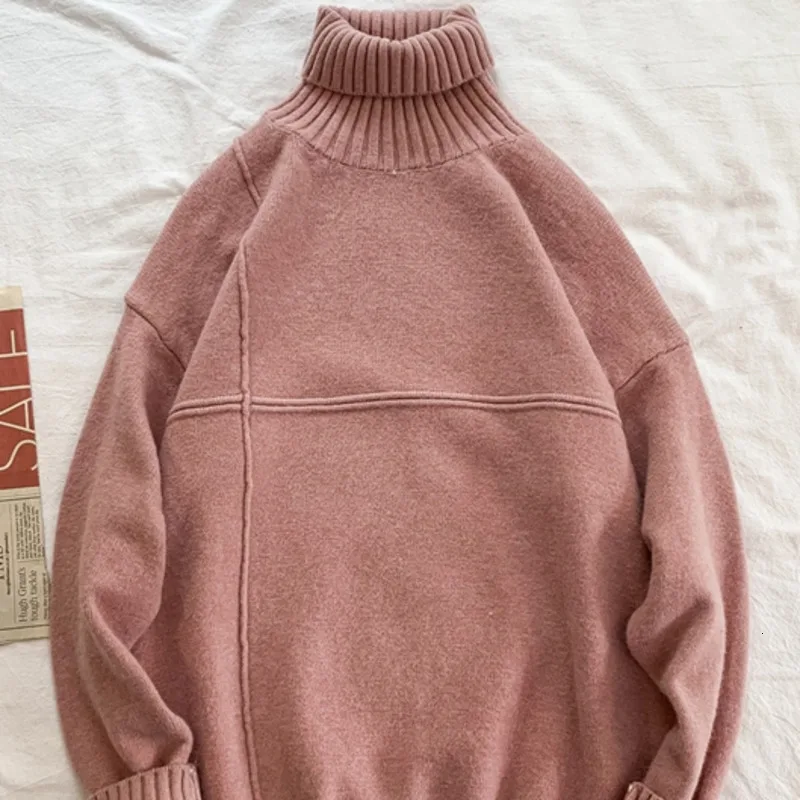 Winter Turtleneck Sweater Men Warm Fashion Solid Color Casual Knit Sweaters Men Loose Long Sleeve Pullover Male Sweter Clothes