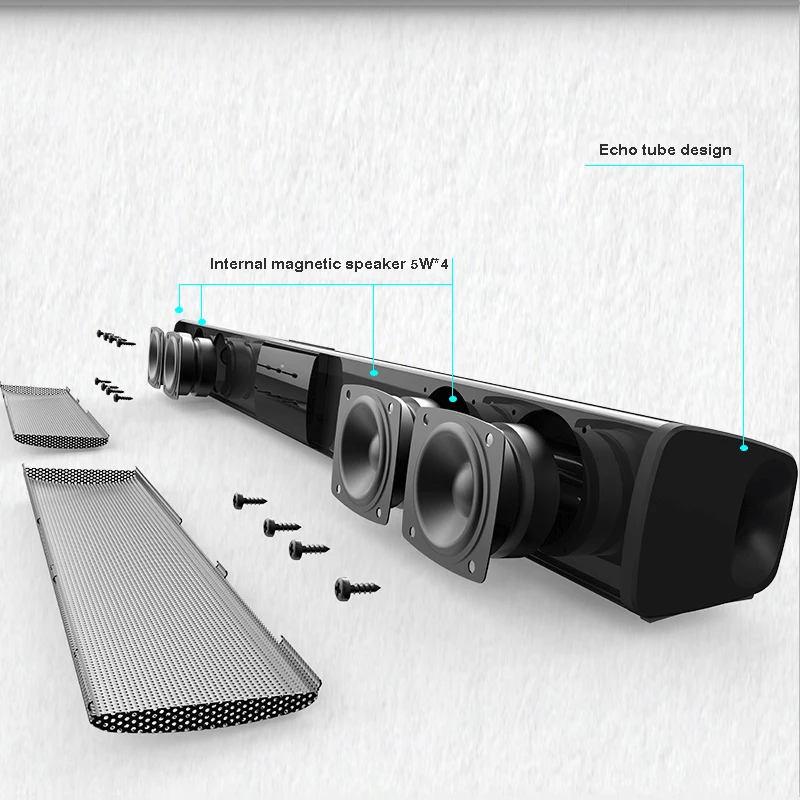 Звуковая панель, 22-дюймовый Динамик для ТВ звуковая панель с реверсивным звуковым 2,0 канала проводной и Беспроводной Bluetooth со встроенным сабвуферы и батареи