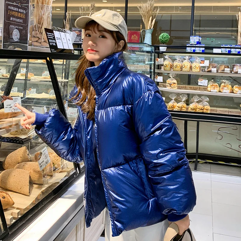 blue Женские толстые куртки, зимний пуховик, шикарный большой мех, теплый ультра светильник, длинное пальто, женская парка с капюшоном, блестящие куртки, большие размеры - Цвет: blue
