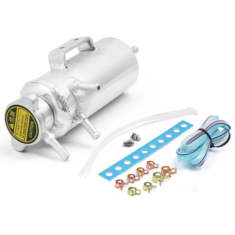 Akozon Overflow Tank 13Pcs 2in Radiator Koelvloeistof Overflow Recovery Tank RVS Universele auto-onderdelen Past voor de meeste hot rods en klassieke motoren