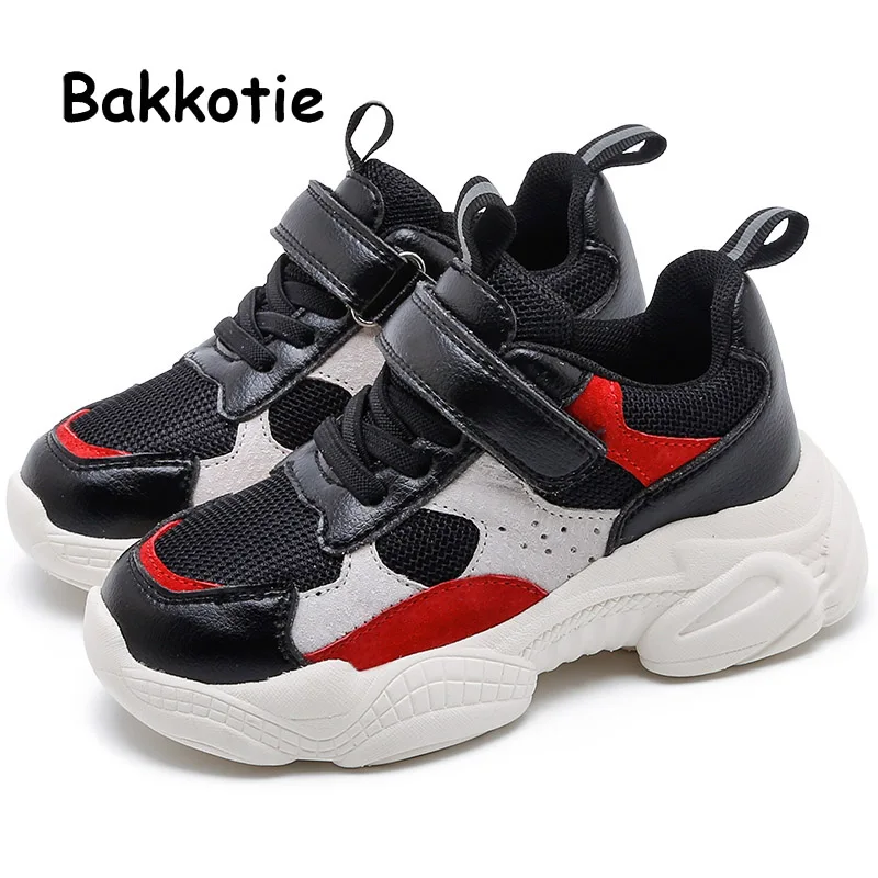 

Bakkotie New 2019 Kids Soft Running Shoes Boys Autumn Fashion Mesh Sneakers Children Girls Breathable Black Sports Casual Shoes