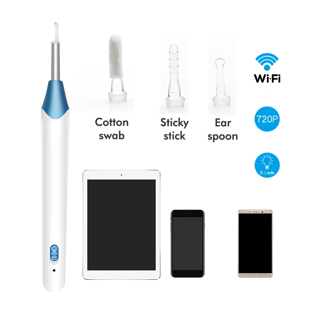

720P Wifi Visual Ear Endoscope Ear Cleaning LED Light Multifunctional Camera HD Waterproof Healthy Care Tool Ear Spoon 5.5mm