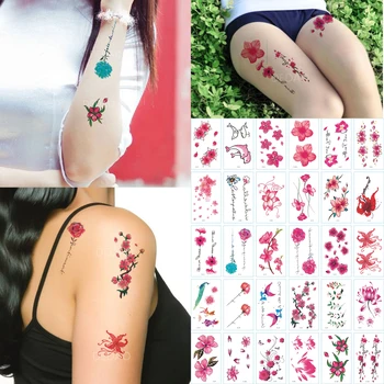 

30pc Temporary Tatoo Stickers Flower Rose Lotus Fake Tattoo Sticker Hand Arm Leg Waterproof Flash Tatto Tatouage For Girl Women