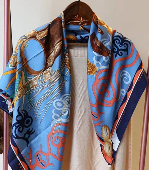 2020 new arrival spring classic pattern 100% silk scarf twill hand made roll 90*90 cm squareshawl wrap for women lady gift | Аксессуары