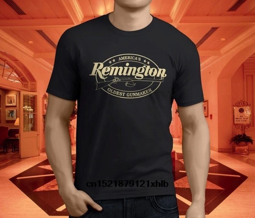 Мужская футболка Remington с огнестрельным оружием камуфляжная черная забавная