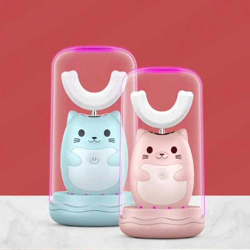 Детская мультяшная ультразвуковая зубная щетка с тремя зубными передачами, электрическая зубная щетка, ультрафиолетовая дезинфекция и водонепроницаемая функция