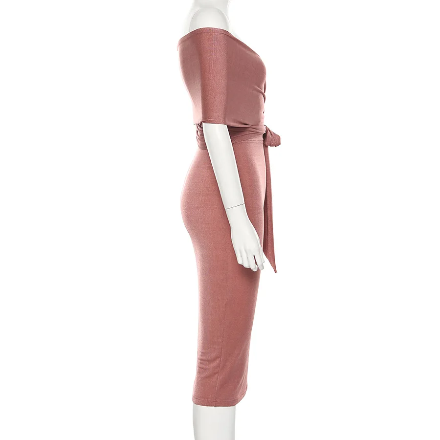 YiDuo женское многоходовое Бандажное Платье макси с открытыми плечами без бретелек с открытой спиной на шнуровке облегающее длинное вечерние платье Красный Розовый